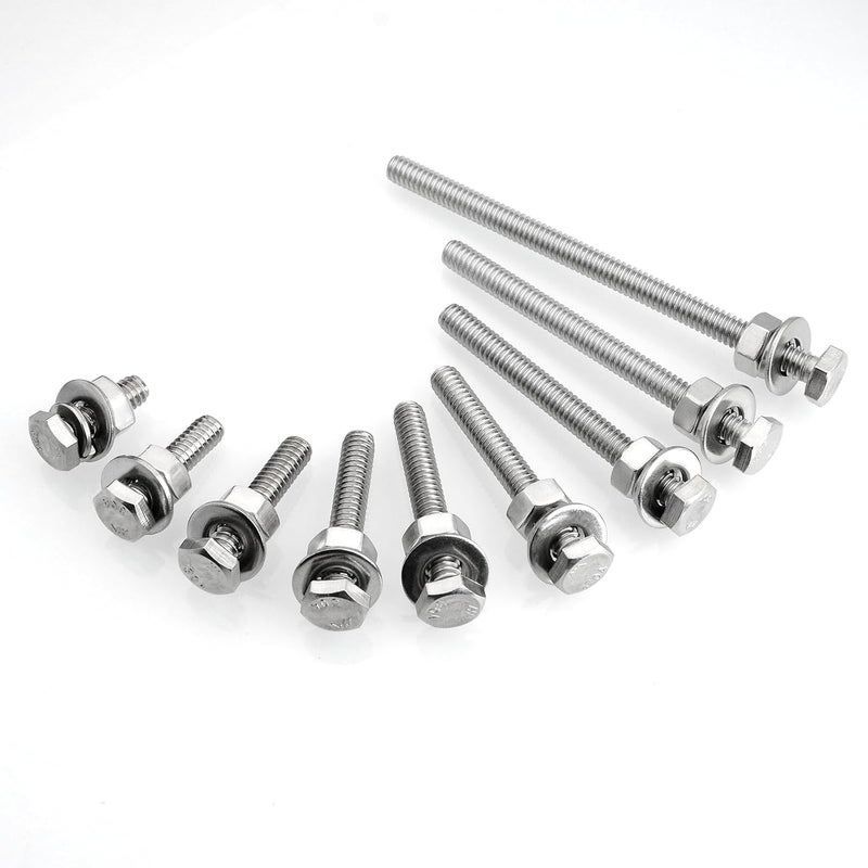 MYWISH (10 Sets) 1/4-20x3/4 Hex Head Assorted Screws Nuts and Bolts with Flat & Lock Washers, 304 Stainless Steel 18-8, Fully Threaded, 1/4 Bolt Metric Bolt Assortment - Image 3
